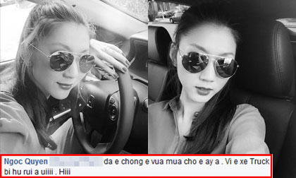 Ngọc Quyên khoe ảnh được ông xã mua tặng xe mới