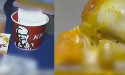 Rùng mình với giòi lúc nhúc trong cánh gà KFC ở Trung Quốc