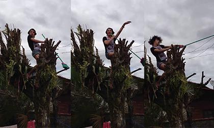 Bị điện giật chỉ vì leo cây cover The Lazy Song