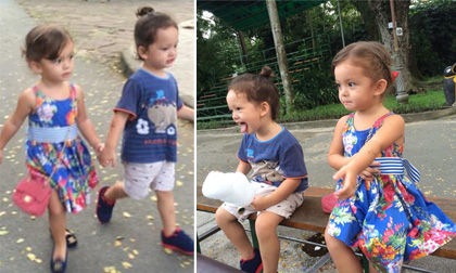 Hồng Nhung khoe ảnh hai 'thiên thần' đi chơi công viên cực yêu