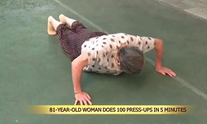 Cụ bà 81 tuổi hít đất 100 cái trong vòng 5 phút