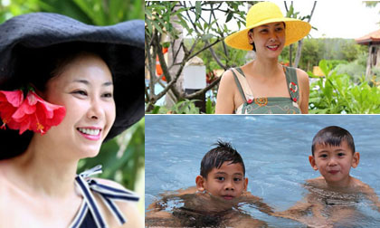 Hà Kiều Anh trẻ trung, quyến rũ đi du lịch cùng gia đình