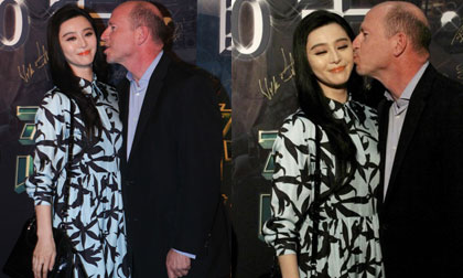 Phạm Băng Băng e lệ vì được nam tài tử Hollywood hôn má