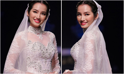 'Cô dâu' Trúc Diễm xinh đẹp làm vedette trong BST áo dài Minh Châu