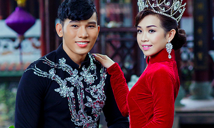 Siêu mẫu Ngọc Tình khoe vẻ nam tính với áo dài bên Hoa hậu