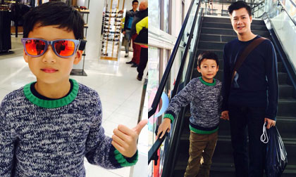 Con trai Quang Dũng chững chạc đi mua sắm cùng bố