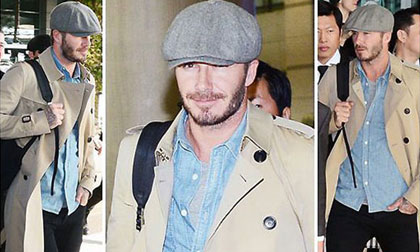 Beckham khoe gout thời trang 'chất lừ' ở sân bay