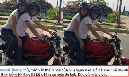 Thủy Tiên bị 'ném đá' vì khoe đi dạo với chồng bằng motor 'khủng' 