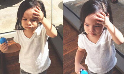 Con gái Phạm Quỳnh Anh che nắng cũng tạo dáng điệu đà