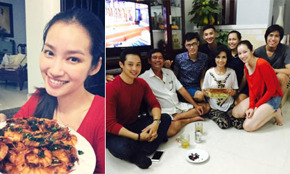 Trúc Diễm khoe ảnh tự nấu ăn mừng sinh nhật mẹ
