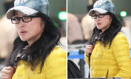 Lưu Hiểu Khánh lộ mặt già nua, mệt mỏi tại sân bay