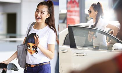 Lệ Hằng cá tính với style năng động ở sân bay