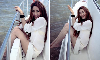 Ngân Khánh đẹp rạng rỡ như 'thiên thần' trên biển