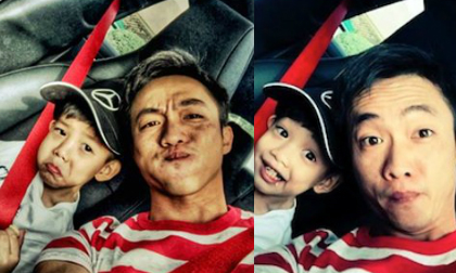 Subeo tạo dáng ngộ nghĩnh bên bố Cường Đô la 