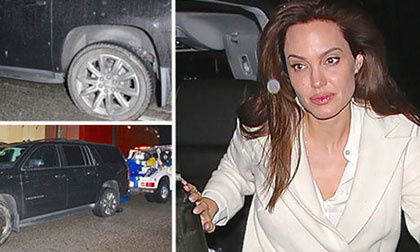 Sau Beckham, Angelina Jolie bất ngờ bị tai nạn xe hơi
