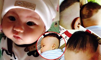 Tú Dưa lần đầu cắt tóc 'bờm' cho con trai