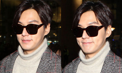 Lee Min Ho diện vest lịch lãm, để tóc 'bổ luống' ở sân bay