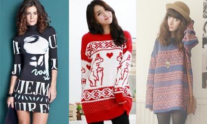 Váy len tay dài nhiều họa tiết nổi bật cho cô nàng công sở