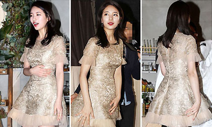 Suzy khoe eo thon cùng đôi chân nuột nà với váy chữ A