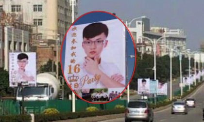 Nam sinh thuê biển quảng cáo dọc phố để mời sinh nhật