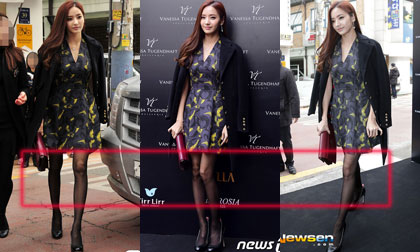 'Búp bê' Han Chae Young lộ đầu gối 'củ lạc' tại sự kiện