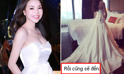 Trà Ngọc Hằng khoe mặc váy cưới chuẩn bị lên xe hoa?