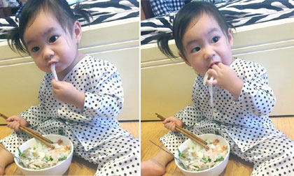 Con gái Lý Hải ngồi bốc ăn cực yêu