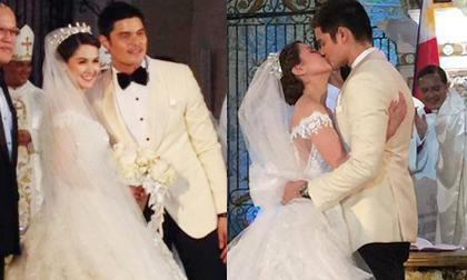 'Cặp tiên đồng ngọc nữ Phillipines' hôn nhau say đắm trong lễ cưới