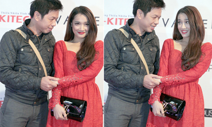 Thái Hòa cầm tay "hotgirl bánh tráng" trong buổi ra mắt phim