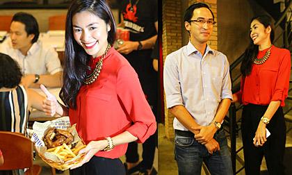 “Bắt gặp” Hà Tăng cùng chồng đẹp rạng rỡ phục vụ khách tại quán riêng