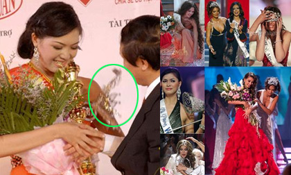 Hàng loạt Hoa hậu run rẩy làm rơi vương miện bạc tỉ