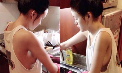 Bà Tưng bị "ném đá" vì hớ hênh khi rửa bát