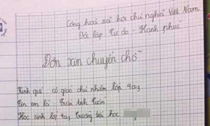 Học sinh lớp 4 viết đơn xin chuyển chỗ vì thích bạn