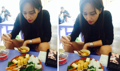 HH Mai Phương Thúy ngồi ăn như đàn ông