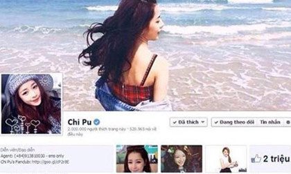 2 triệu thành viên theo dõi Chi Pu trên mạng xã hội