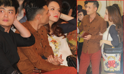 Vợ chồng Đan Lê "không rời tay" trong suốt sự kiện của Minh Tiệp