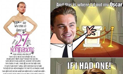 Ảnh chế hài hước việc Leonardo Dicaprio tiếp tục trượt Oscar 