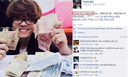 Bùi Anh Tuấn hớn hở khoe "đống tiền" cát xê