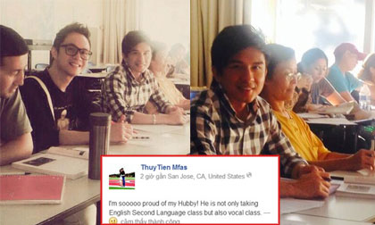 Vợ Đan Trường tự hào vì chồng chăm chỉ học thêm tiếng Anh và thanh nhạc