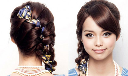 Mái tóc quyến rũ ngày hè nhờ khăn lụa 