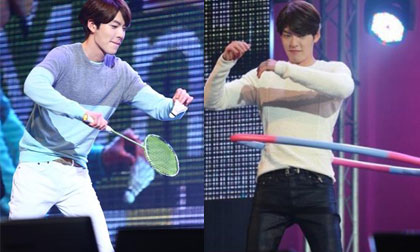 Kim Woo Bin trổ tài lắc vòng, đánh cầu lông trước 5.000 fans Thái