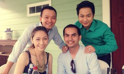 Vợ chồng Đức Tiến hạnh phúc dự tiệc cùng bạn bè ở Mỹ