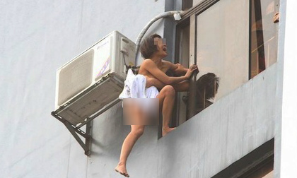 "Thót tim" cảnh cô gái khoả thân nhảy lầu từ tầng 11