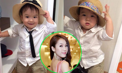 Con trai Thái Hà "bảnh bao" với áo sơ mi, thắt cà vạt như người lớn