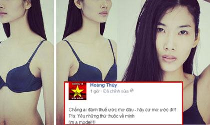 Hoàng Thùy diện nội y, tự tin khoe ngực lép kẹp