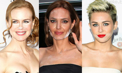 Jolie đứng đầu danh sách thảm hoạ trang điểm nhờ mặt mốc trắng