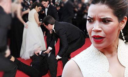 Sao nữ hú hồn vì bị nhà báo tốc và chui vào váy trên thảm đỏ Cannes