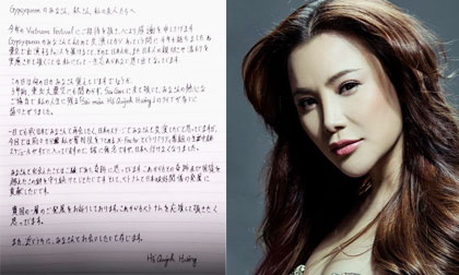 Fans cảm động trước bức thư tay bằng tiếng Nhật đầy tình cảm của Hồ Quỳnh Hương