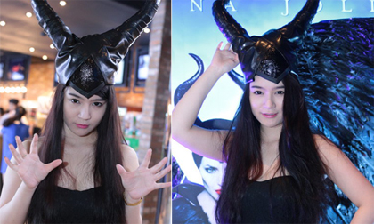 Hotgirl Bảo Phương đội sừng lên đầu làm "Tiên hắc ám"