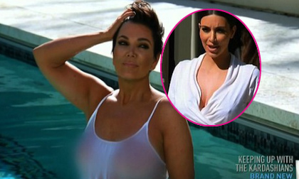 Mẹ Kim phản cảm với áo ướt nhẹp lộ vòng một bắt chước con gái